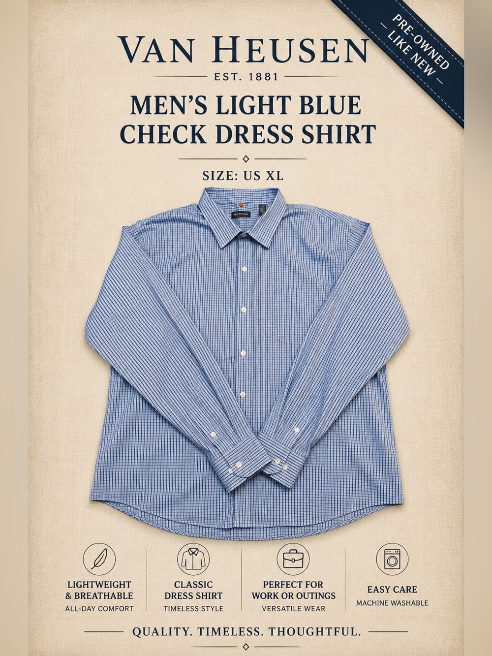 Van Heusen Light Blue Check Dress Shirt